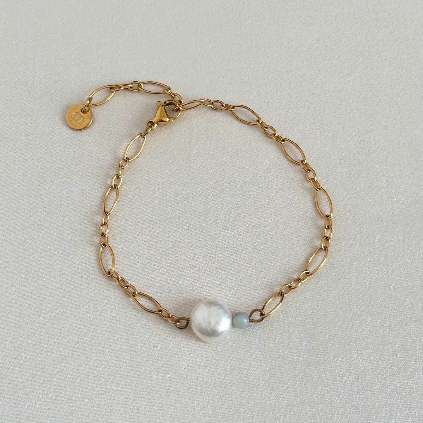 Modèle unique - Bracelet perle d'eau douce et amazonite