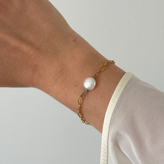 Modèle unique - Bracelet perle d'eau douce et amazonite