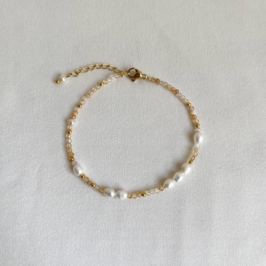 Modèle unique - Bracelet perles d'eau douce et cornaline