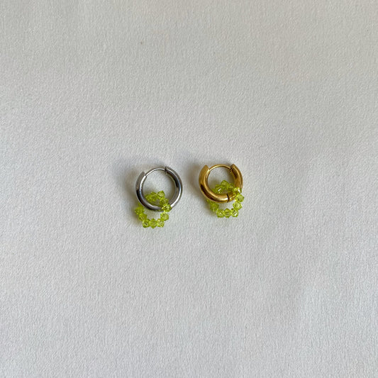 Monoboucles anneau perlé vert
